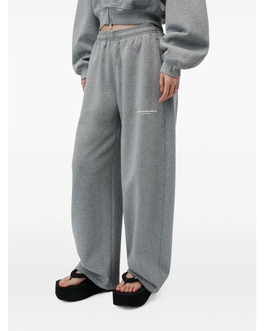 Alexander Wang Gray Mid-Rise Relaxed Sweatpant W/ Logo Print