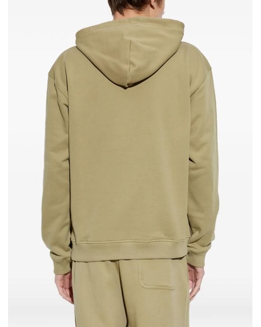 DIESEL Green Cotton Hoodie With Metallic Oval D for men