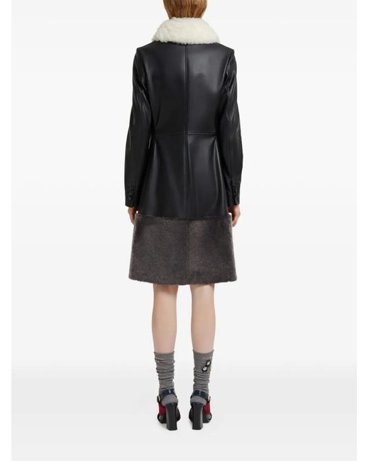 Abrigo con dobladillo de pelo Marni de color Black