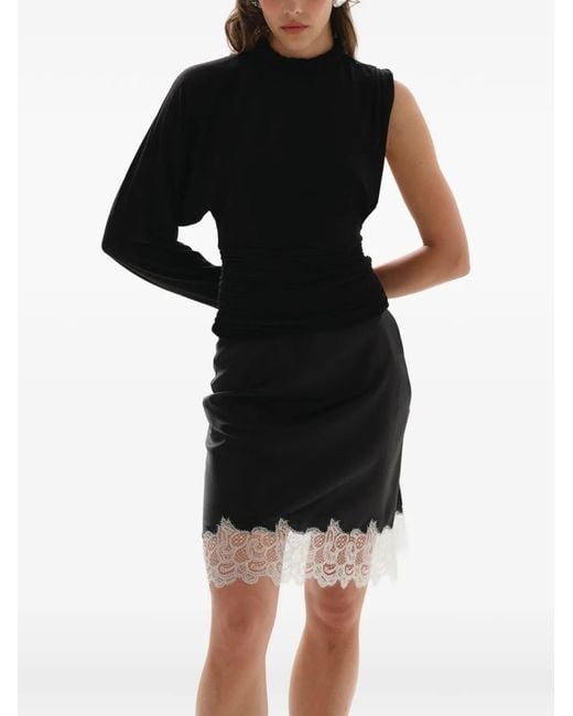 MANURI Black Josephine Lace-Trim Mini Skirt