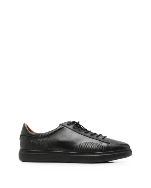 Alberto Gozzi Black Perforated Leather Sneakers for men