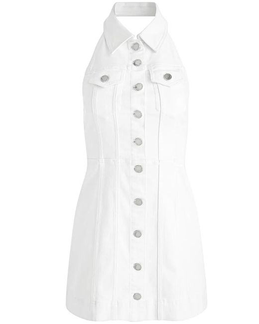 Alice + Olivia White Kendall Denim Halter Mini Dress