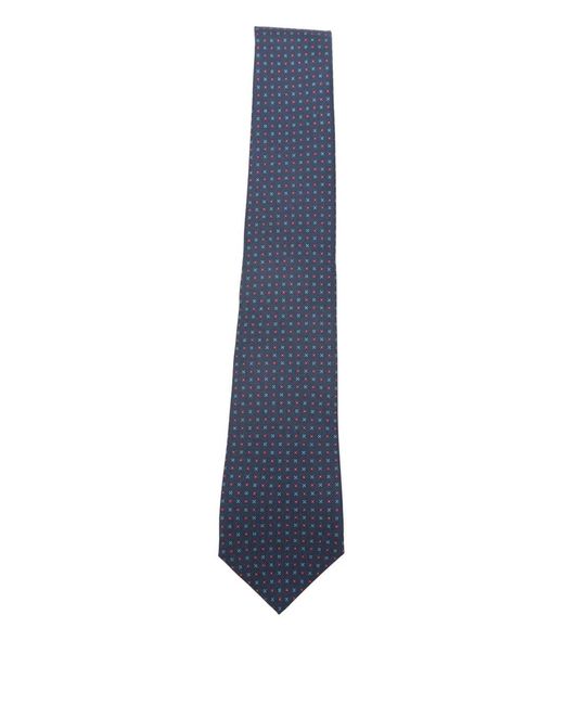 Kiton Blue Patterned Silk Tie for men