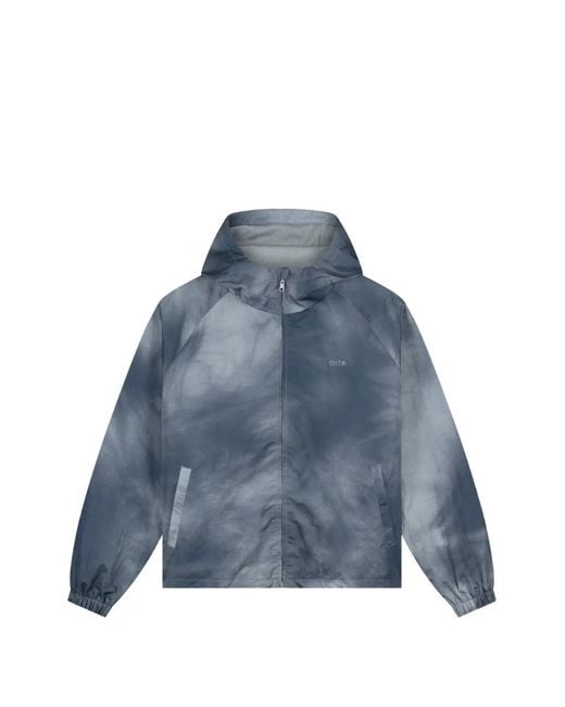 Arte' Blue Cloud-Print Hooded Jacket for men
