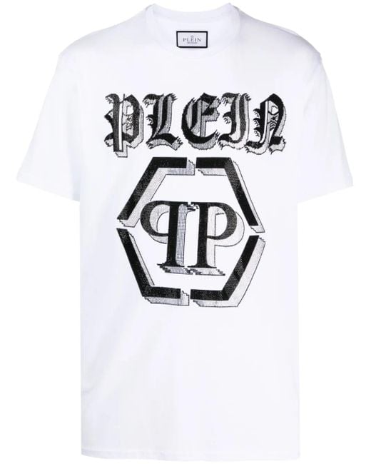 Philipp Plein White Ss Chrome Round-Neck T-Shirt for men