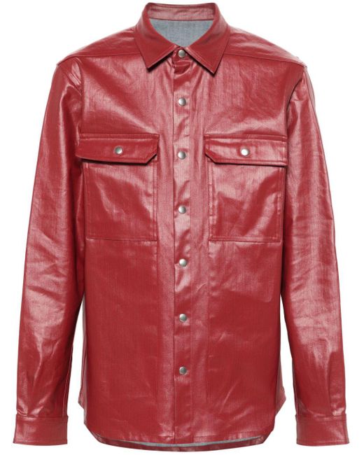 Rick Owens Beschichtete Jeans-Hemdjacke in Red für Herren