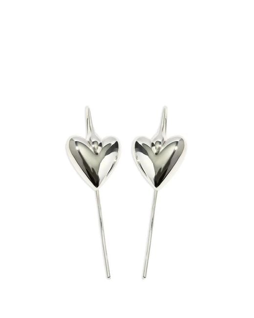 Otiumberg White Carved Heart Hook Earrings