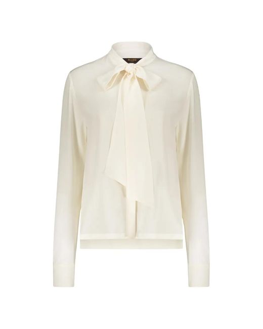 Moorer White Shaila Tie-Neck Button-Up Shirt