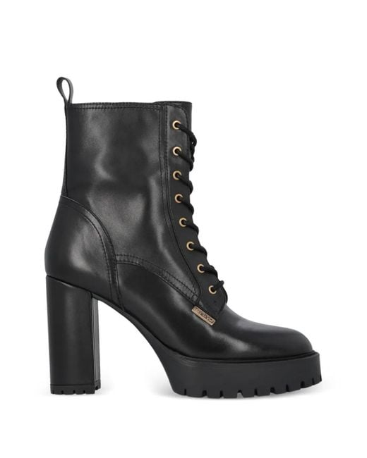 Pinko Black Lace-Up Platform Ankle Boots