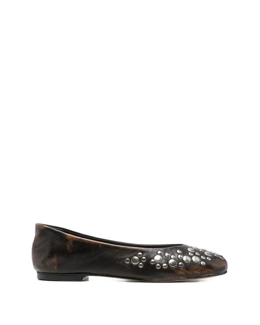 GIMAGUAS White Studded Ballet Flats