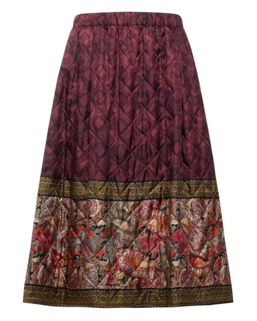 Pierre Louis Mascia Red Gesteppter Rock mit Paisley-Print
