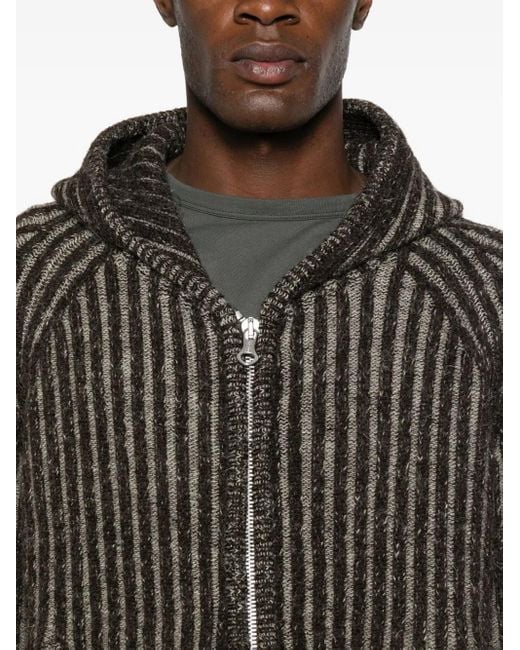 Our Legacy Black Striped Hooded Cardigan for men