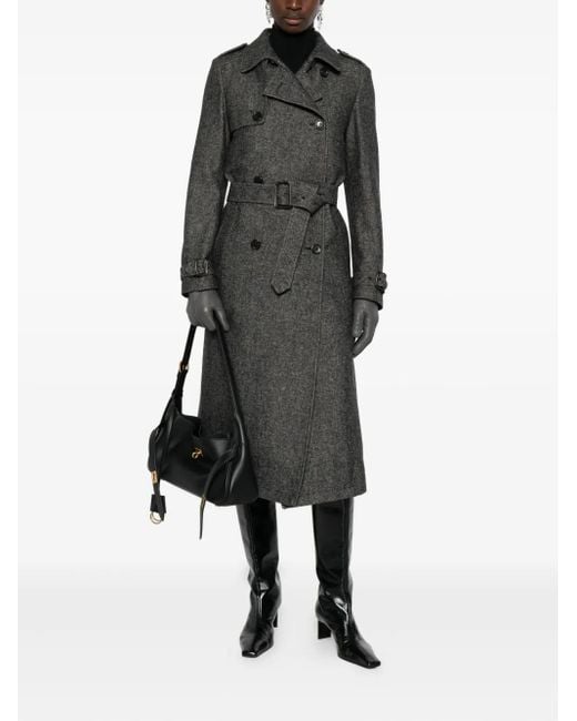 Eraldo Gray Belted Double-Breasted Coat