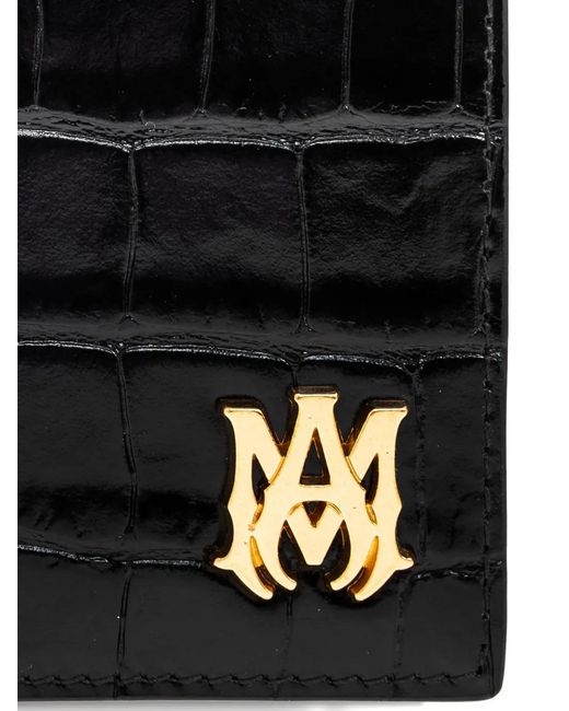 Amiri Black Crocodile-Embossed Wallet for men