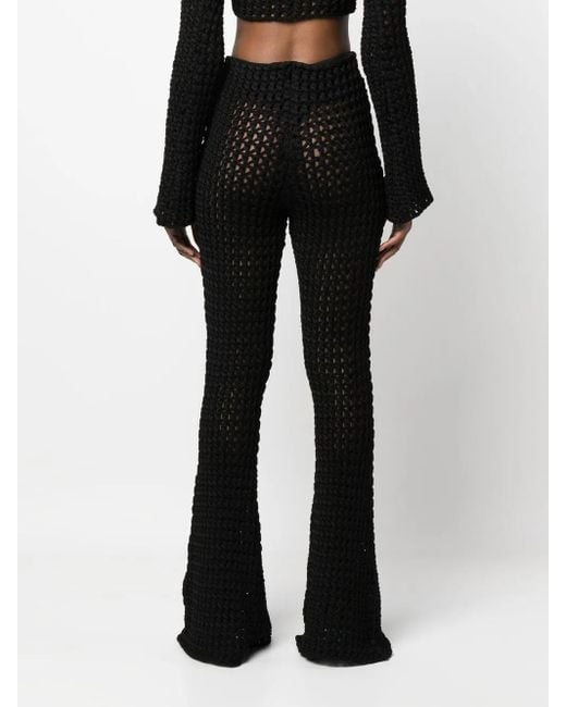 Moschino Black Crochet-Knit Flared Trousers