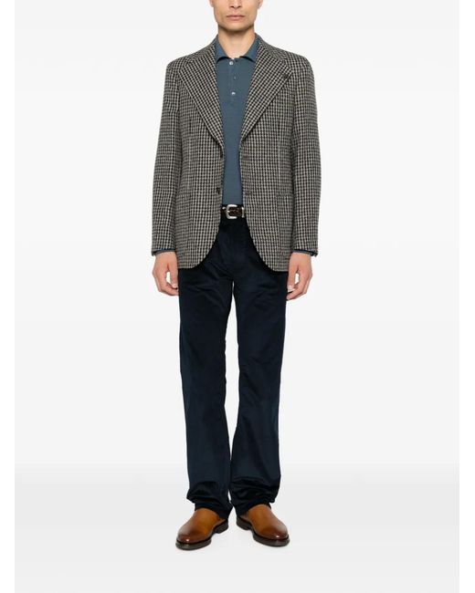 Gabriele Pasini Gray Blazer Boutonné À Motif Pied-De-Poule for men
