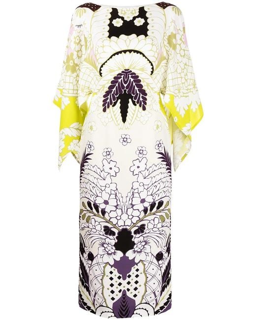 Valentino Garavani White Tropical Word Arazzo Kaftan Dress