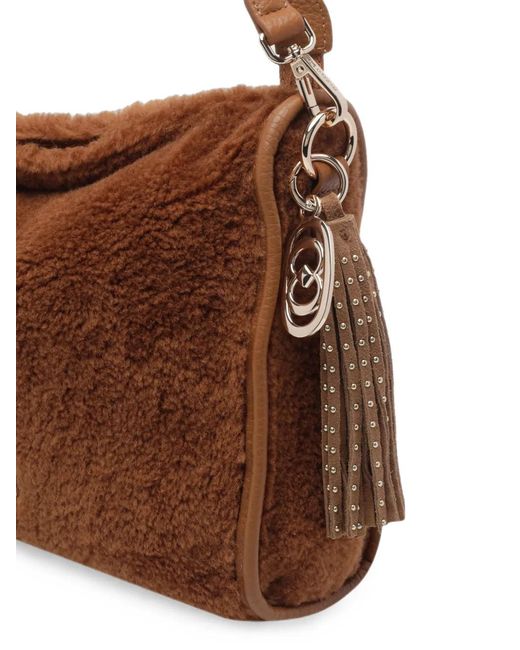 La Carrie Brown Teddy Shoulder Bag