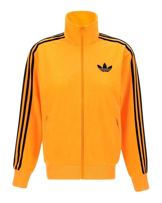 Adidas Orange Veste Zippée Firebird À Rayures