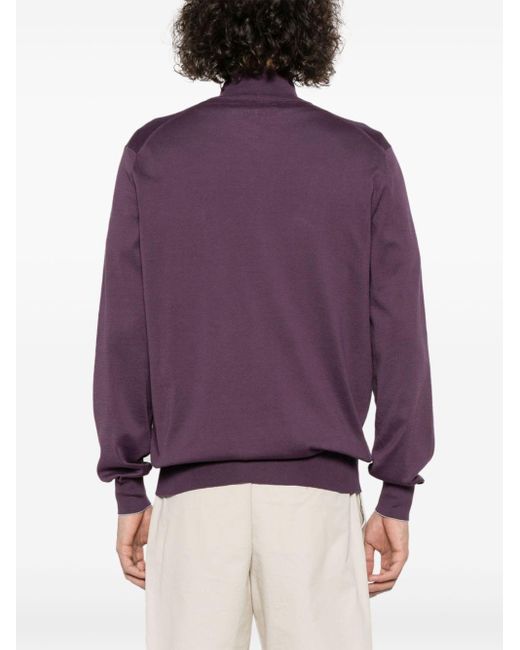 Brunello Cucinelli Purple Fine-knit Zip-up Jumper for men