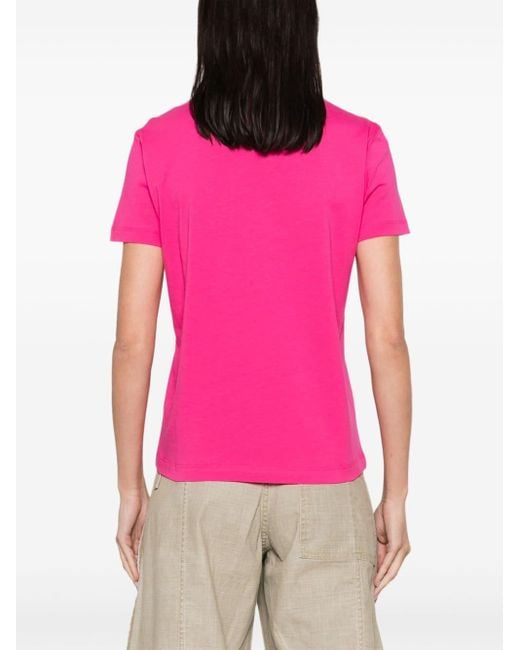 Camiseta con logo de purpurina Versace de color Pink