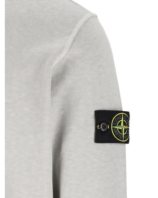Stone Island White Old Effect Sweatshirt for men