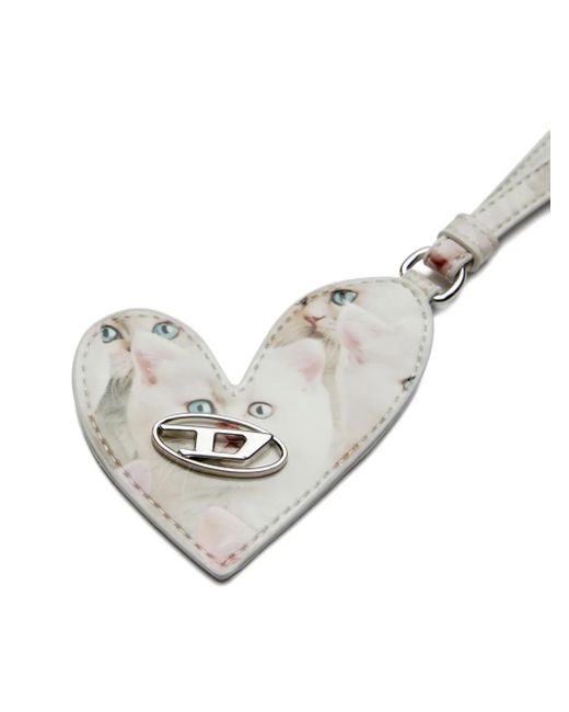 DIESEL White Play Mirror Keyring