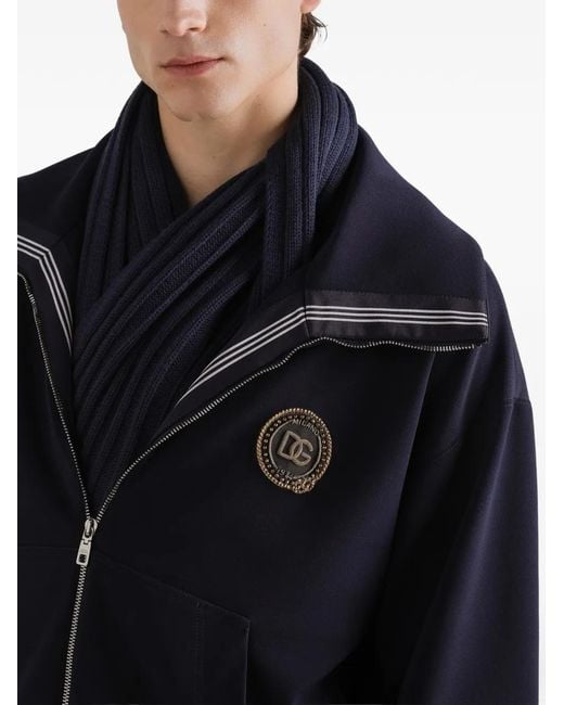 Dolce & Gabbana Blue Jersey Sweatshirt With Patch for men