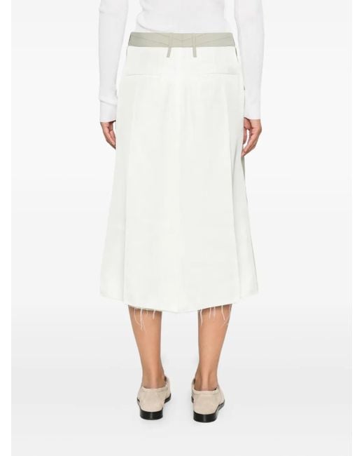 Jil Sander Natural Pinstripe Frayed Skirt