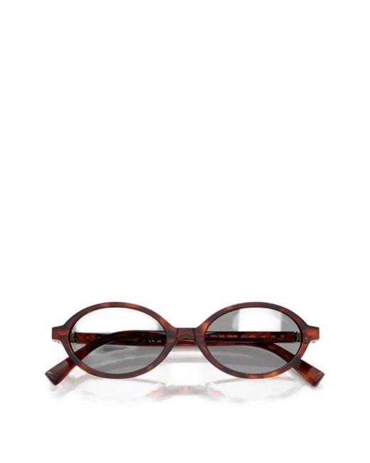Miu Miu Brown Oval-Frame Tortoiseshell Effect Sunglasses