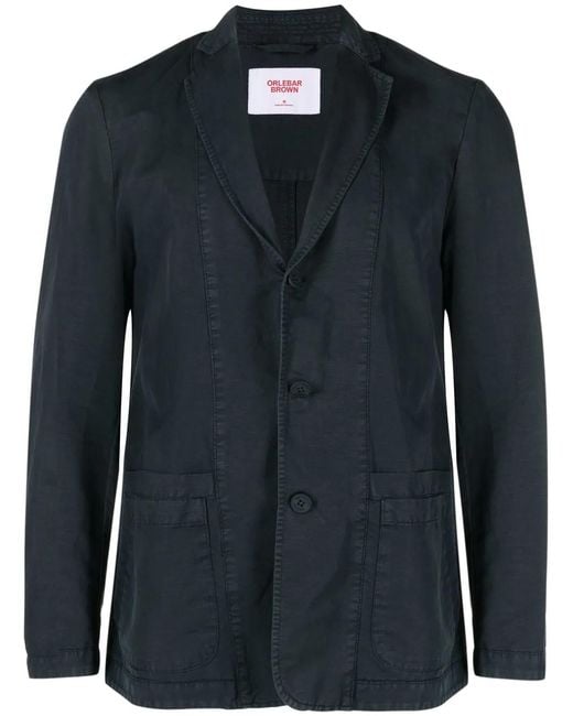 Orlebar Brown Blue Single-Breasted Linen-Cotton Blazer for men