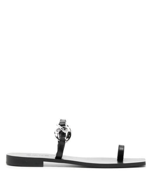 Senso White Ganne Buckle-Detail Leather Sandals