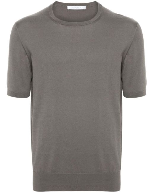 Cruciani Gray Fine-knit Cotton T-shirt for men