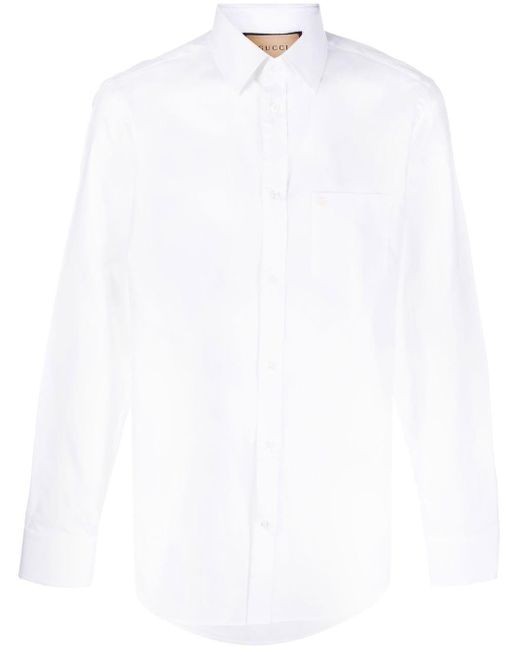 Gucci White Double G Embroidered Shirt for men