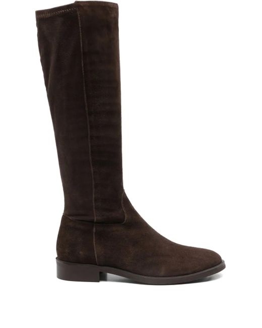 Julie Dee Black Calf-Suede Knee-High Boots