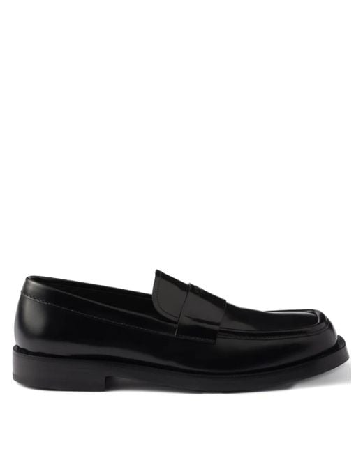 Prada Black Brushed Leather Loafers for men