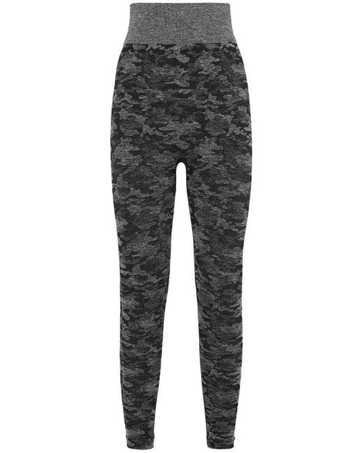 Philipp Plein Gray Camouflage-Print Performance Leggings