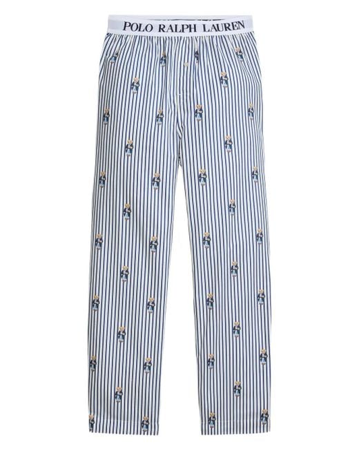 Polo Ralph Lauren Striped Bear-Print Pajama Bottoms in Blue for Men | Lyst  UK