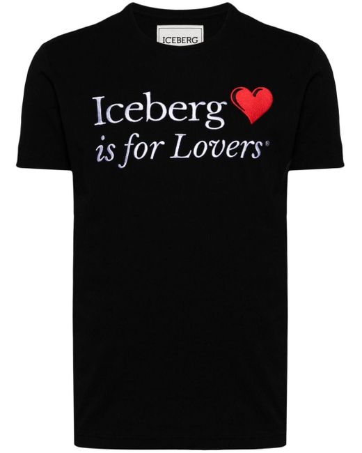 Iceberg Black Slogan-print Cotton T-shirt for men