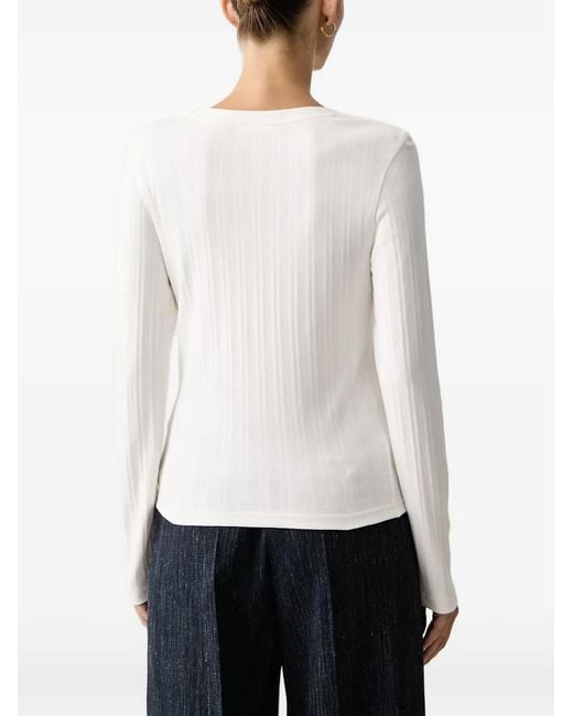 Marc O' Polo White Ribbed Long-Sleeve T-Shirt