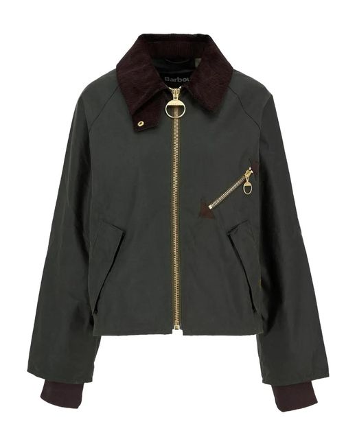 Barbour Black Corduroy-Collar Zip-Front Jacket