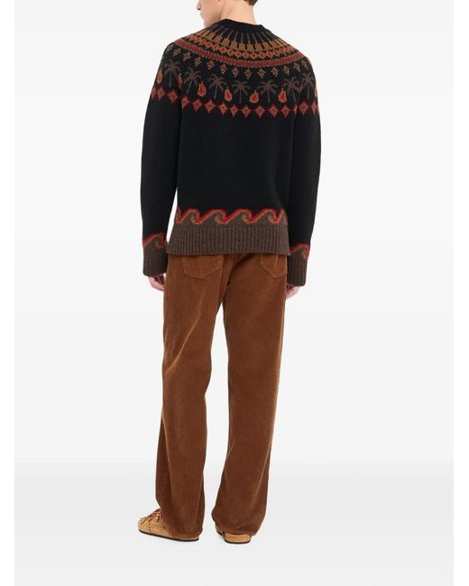 Alanui Black Sweet Winter Jacquard-Knit Wool Sweater for men