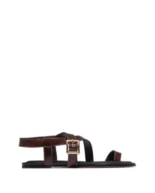 Bernardo White Hartshorn Toe-Ring Buckle Flat Sandals