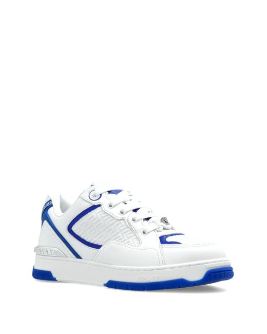 Versace White Greca Pattern Leather Sneakers for men