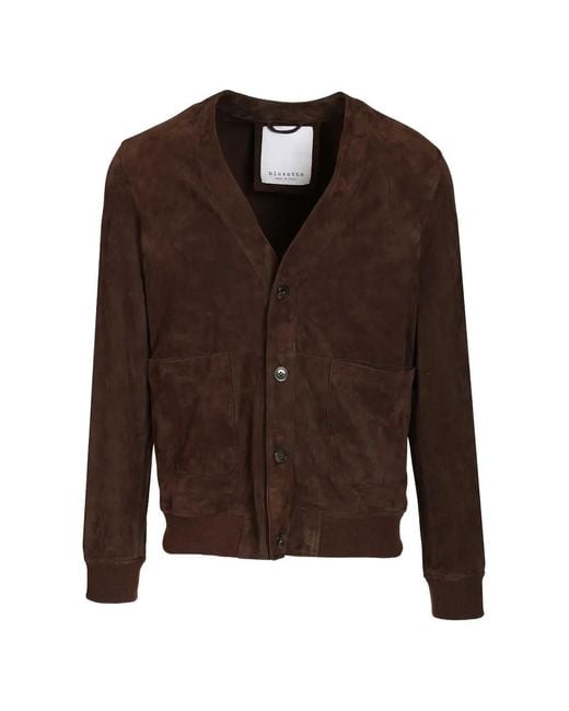 Blusotto Brown V-Neck Suede Jacket for men