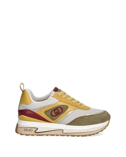 Liu Jo Natural Logo-Detail Lace-Up Sneakers