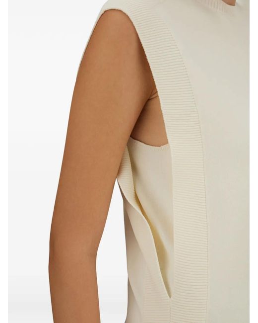 Herno White Ribbed-Hem Tank Top