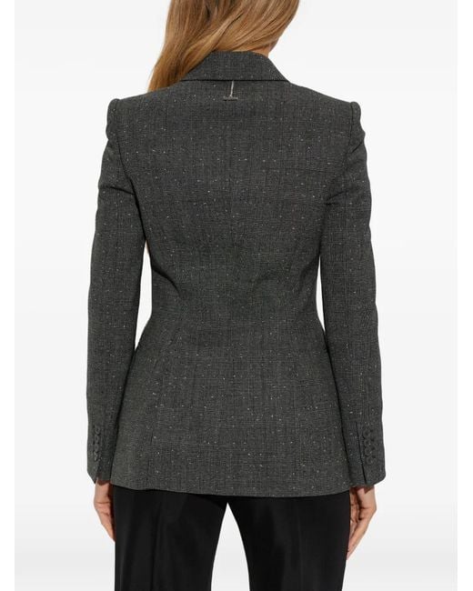 McQueen Black Veste En Laine À Boutonnière Croisée