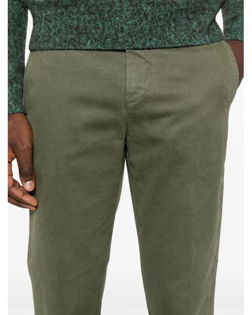 Fay Green Slim-Fit Gabardine Trousers for men