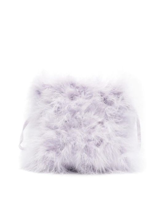Yves Salomon Purple Feather-Embellished Clutch Bag